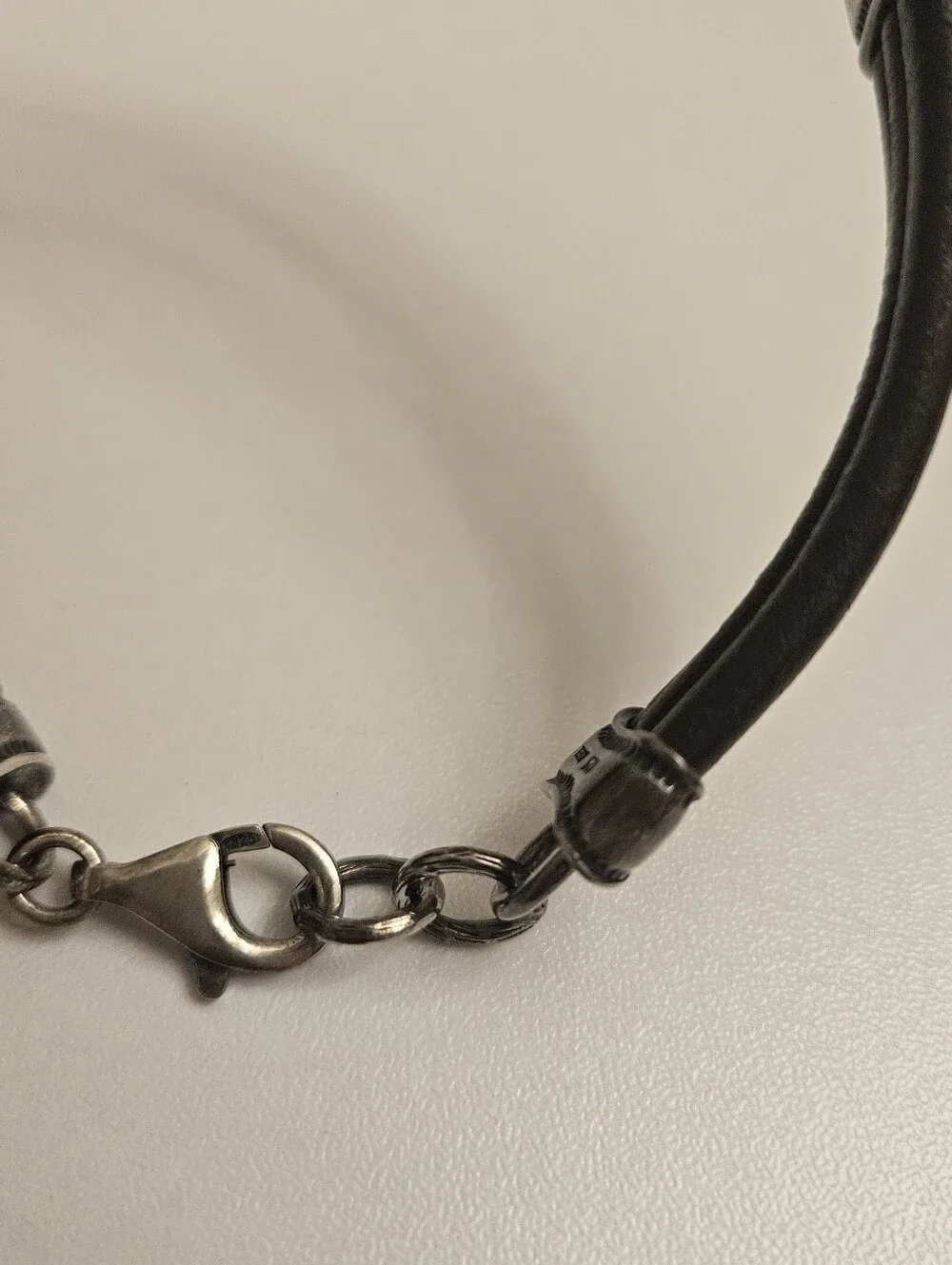 Mens Multi-Strand Black Leather Bracelet Sterling Silver Silpada Mens Rare Vtg
